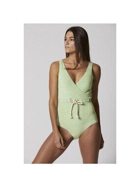 Lisa Marie Fernandez Yasmin Green Terry Cloth One Piece Swimsuit